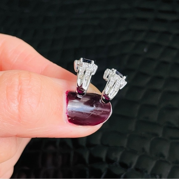 Lab Blue Sapphire Halo Sterling Silver Cocktail Ring & Earrings ASK FOR … - Picture 6 of 15